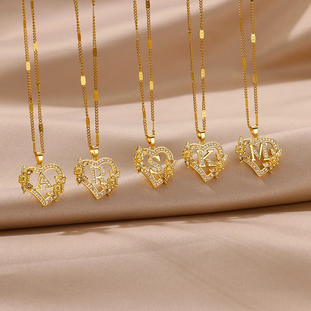 Initial Flower Necklace