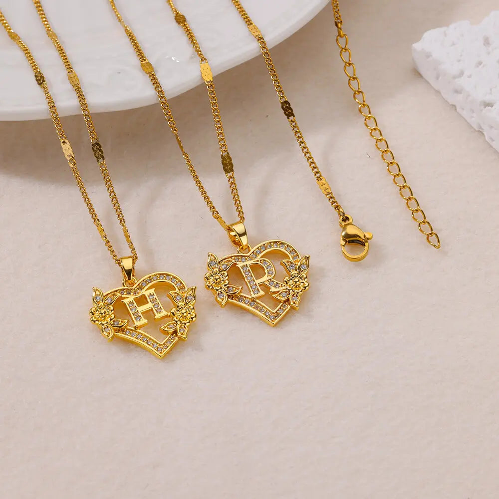 Initial Flower Necklace