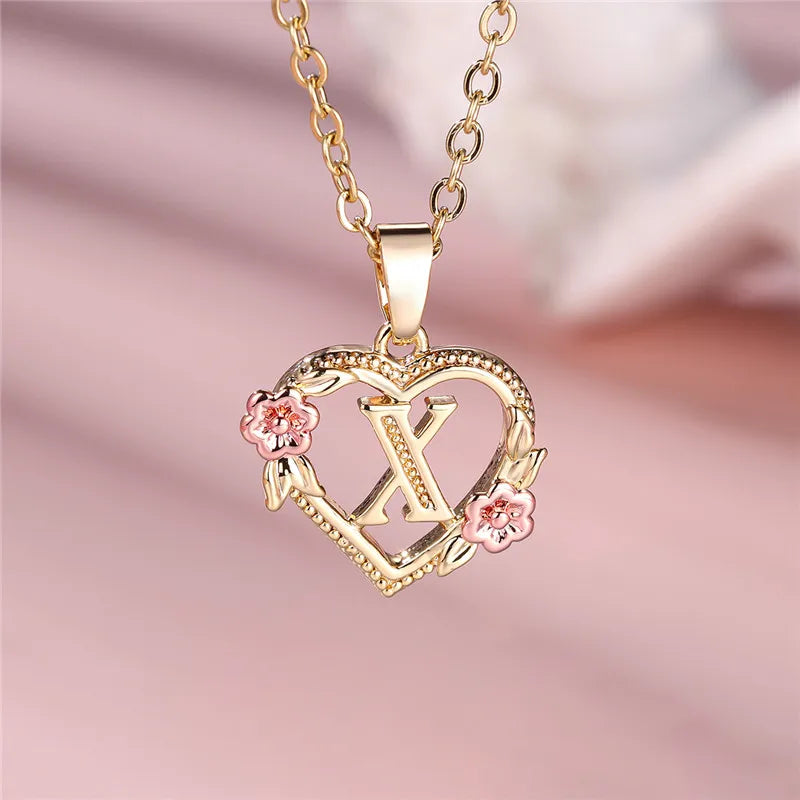 Initial Rose Necklace