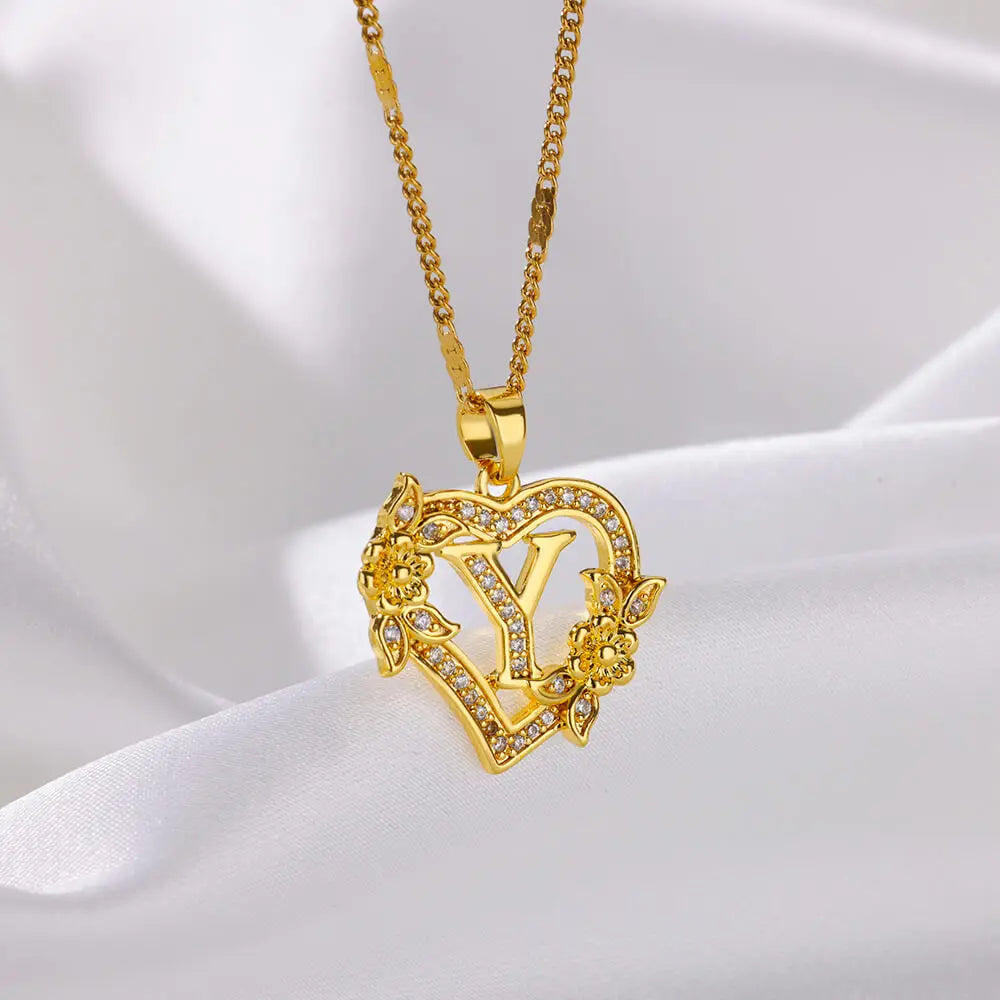 Initial Flower Necklace