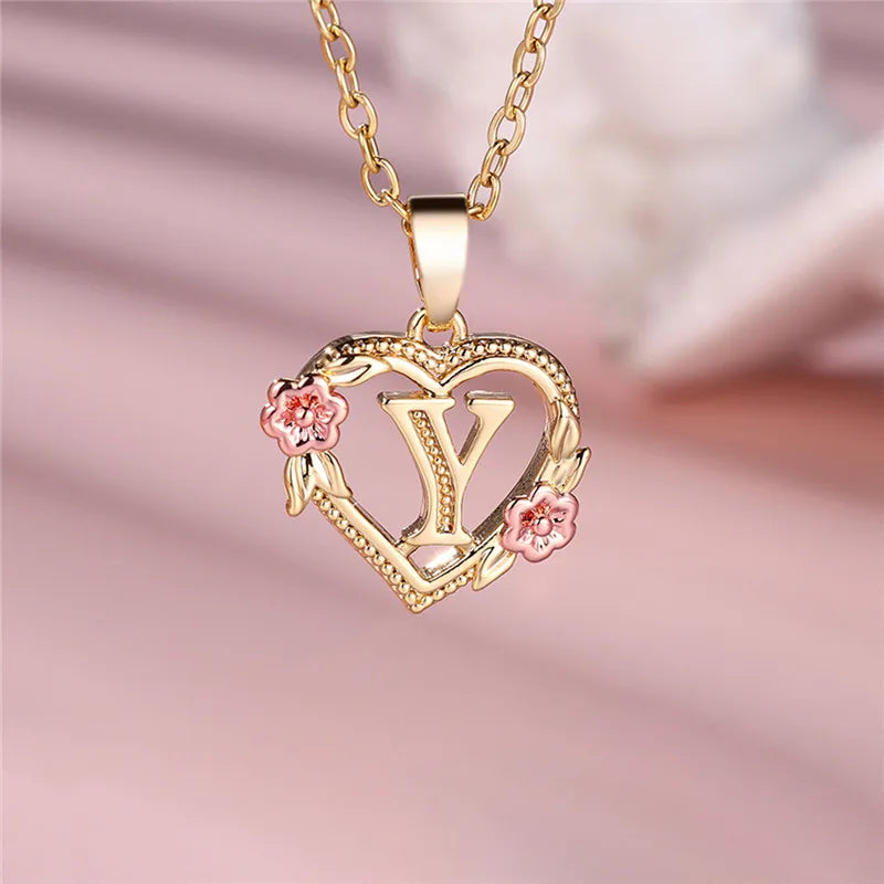 Initial Rose Necklace