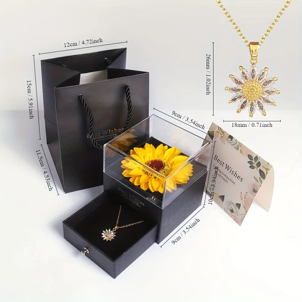 Elegant Sunflower Necklace Gift Set