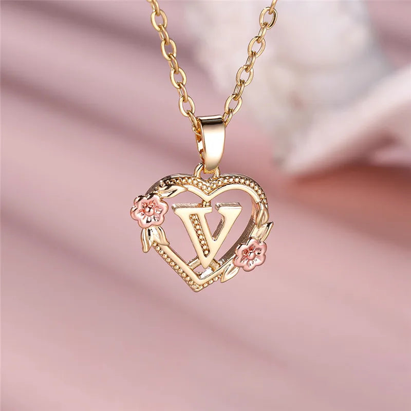 Initial Rose Necklace
