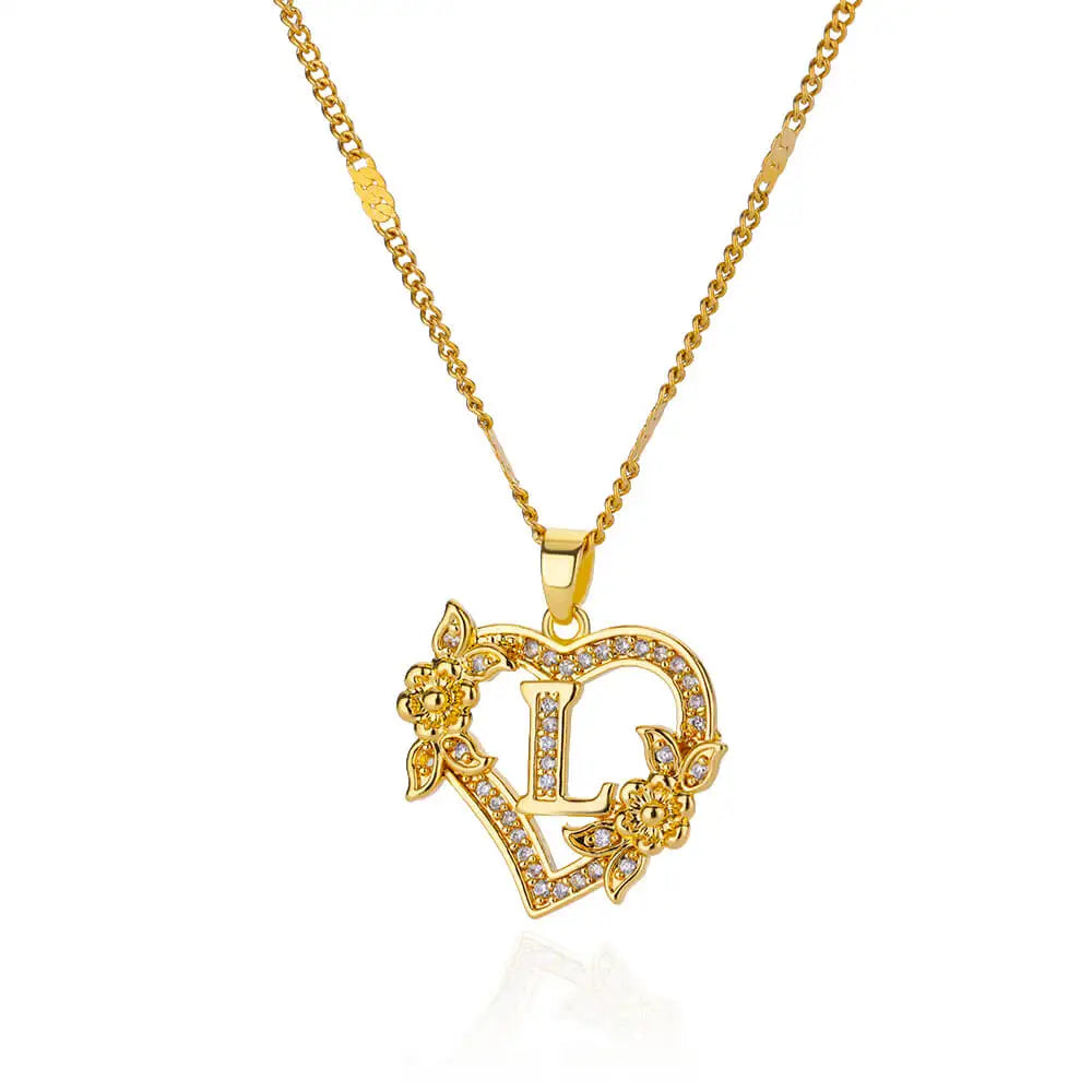 Initial Flower Necklace