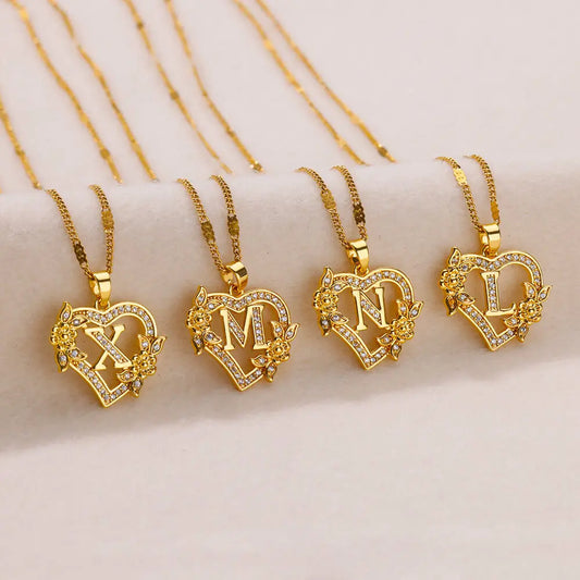 Initial Flower Necklace