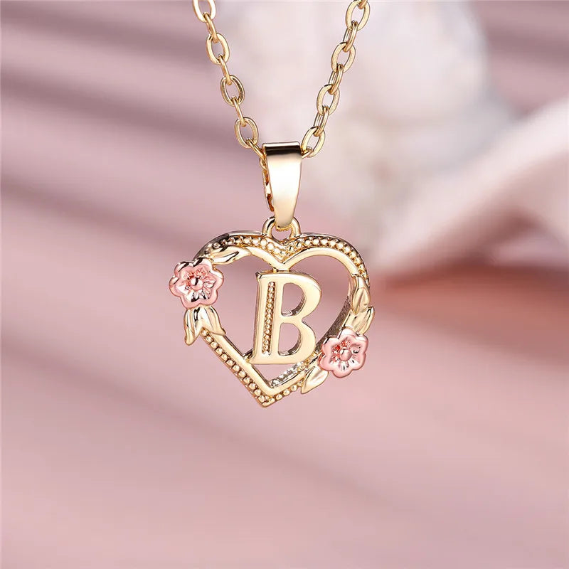 Initial Rose Necklace